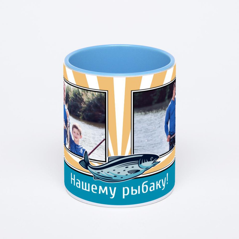 Синяя кружка с фотопечатью