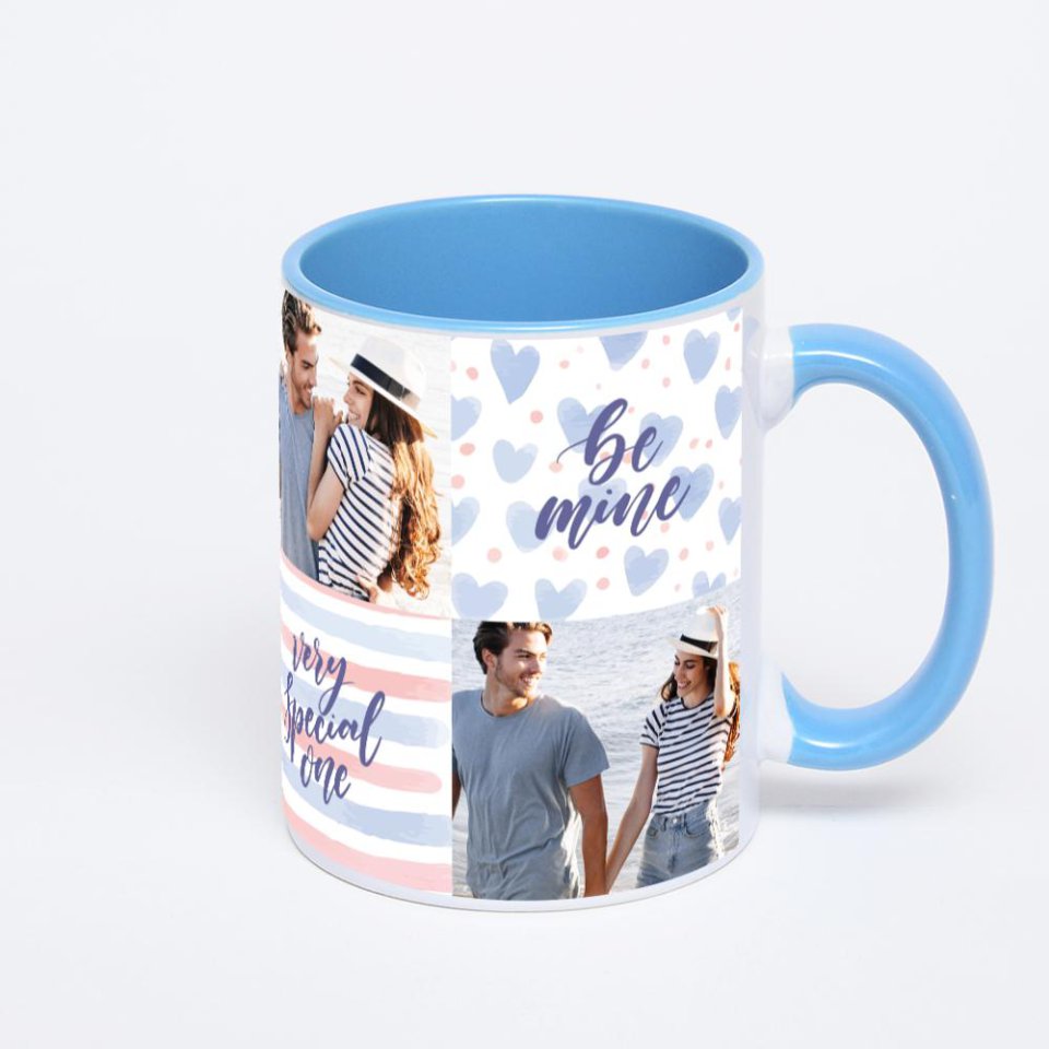 Синяя кружка с фотопечатью