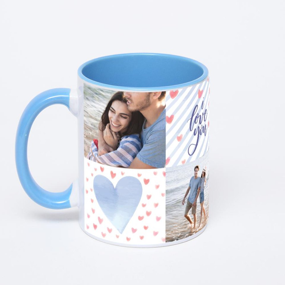 Синяя кружка с фотопечатью