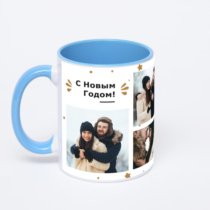 Синяя кружка с фотопечатью