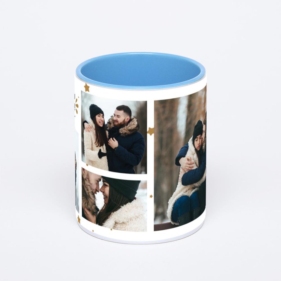 Синяя кружка с фотопечатью