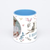 Синяя кружка с фотопечатью