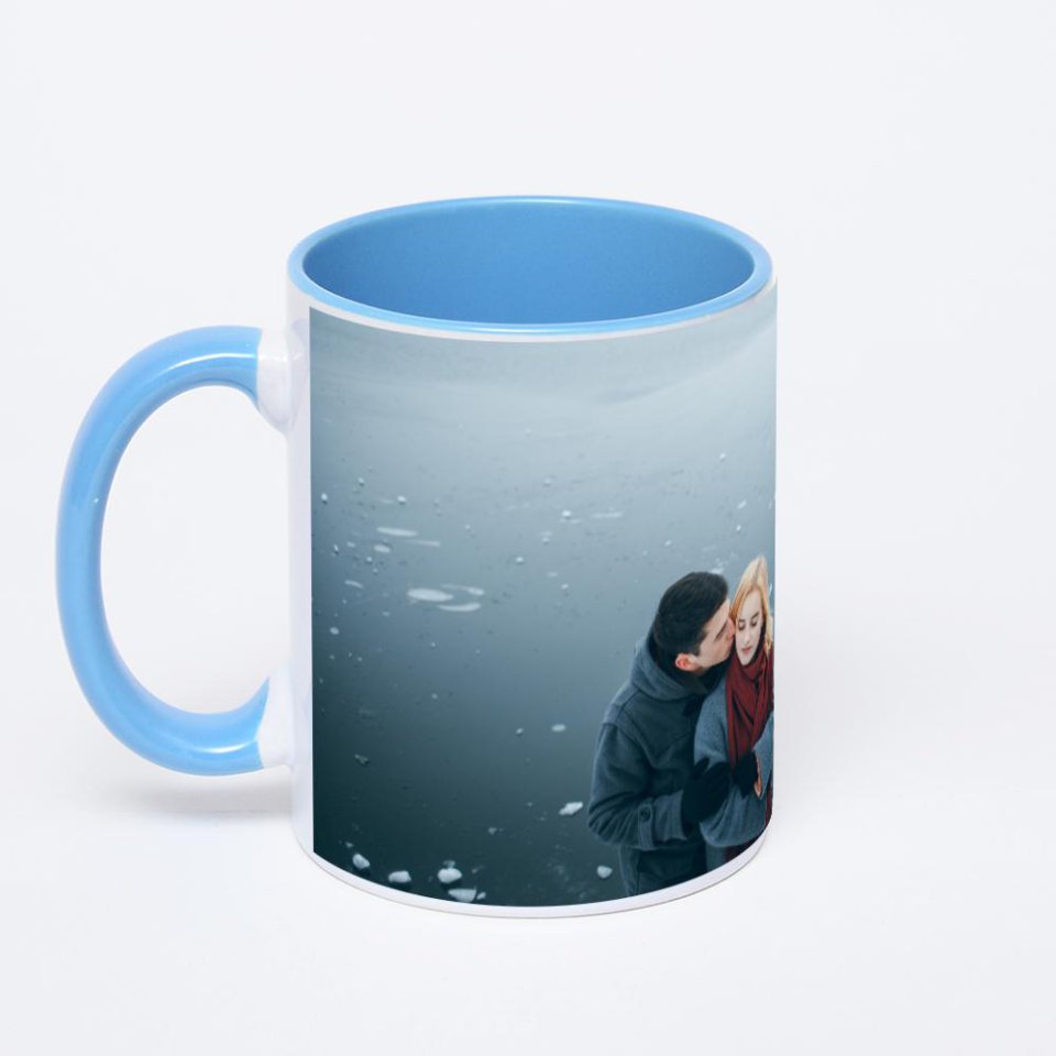 Синяя кружка с фотопечатью