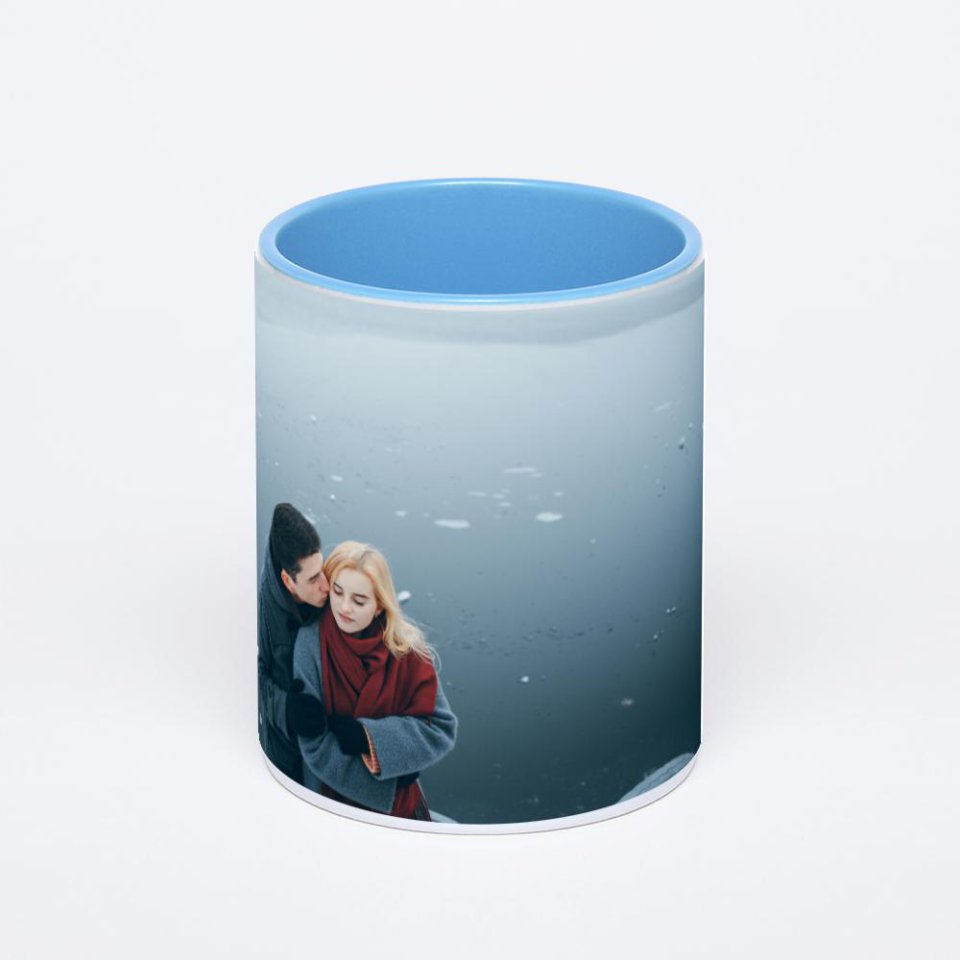 Синяя кружка с фотопечатью