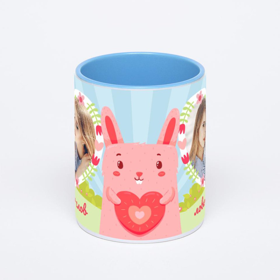 Синяя кружка с фотопечатью