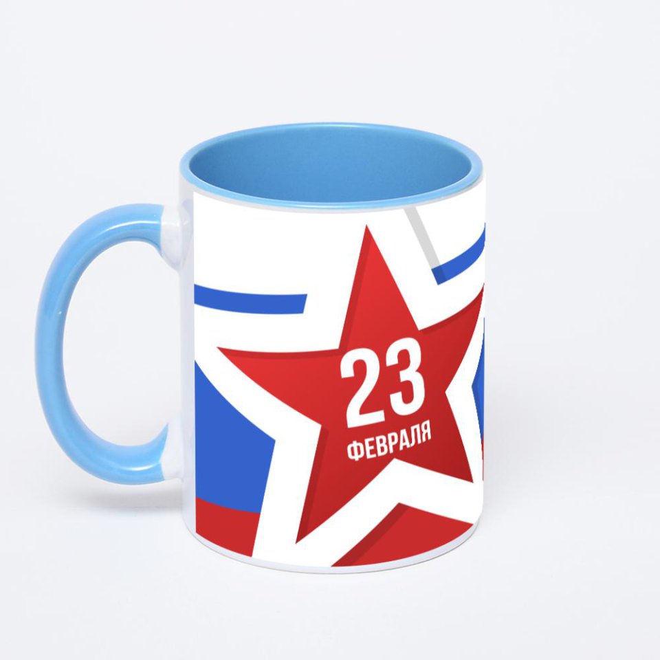 Синяя кружка с фотопечатью