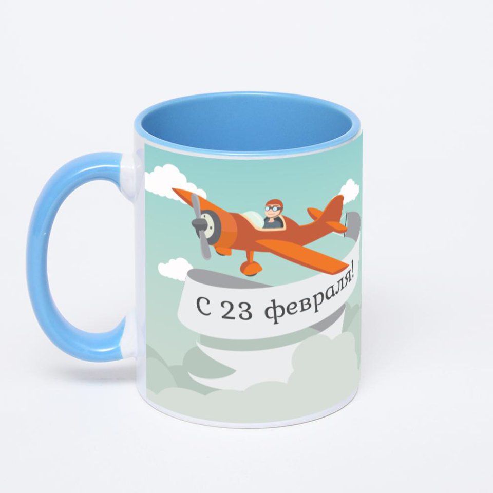 Синяя кружка с фотопечатью