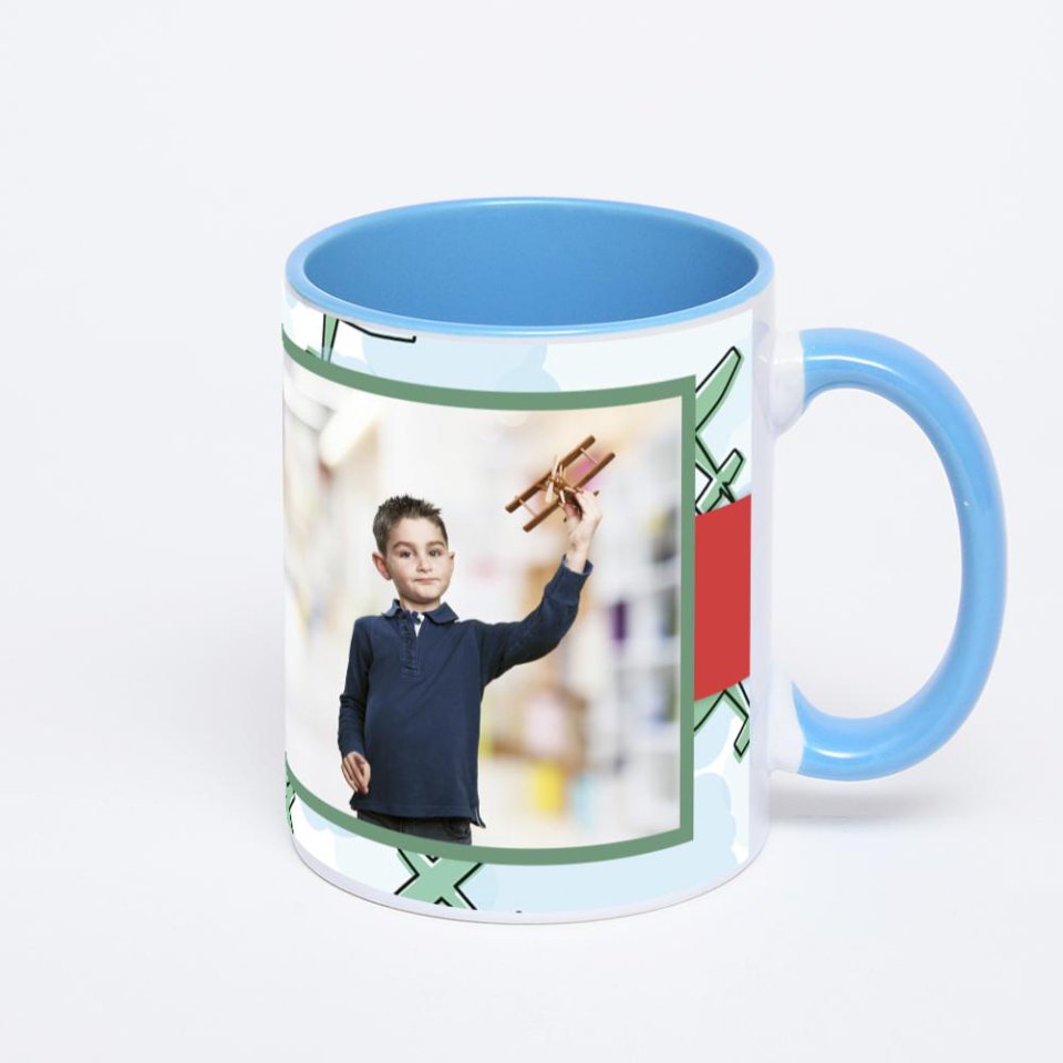 Синяя кружка с фотопечатью