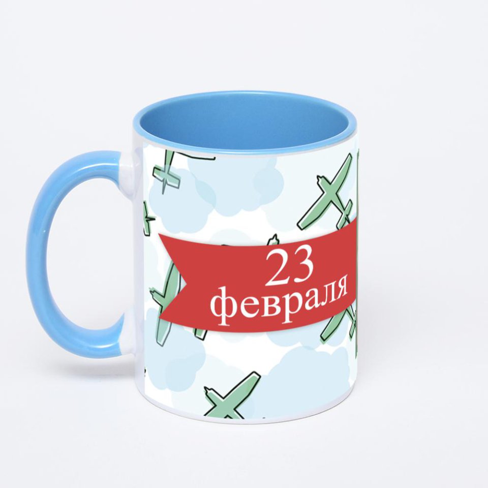 Синяя кружка с фотопечатью