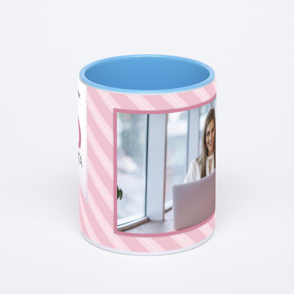 Синяя кружка с фотопечатью