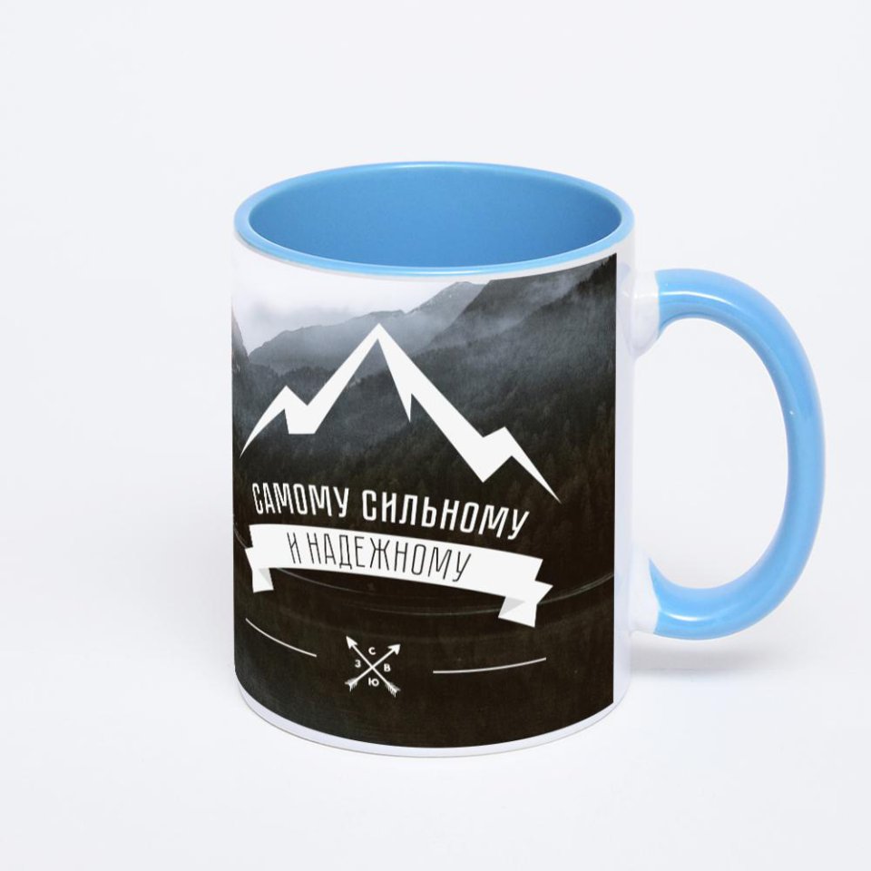 Синяя кружка с фотопечатью
