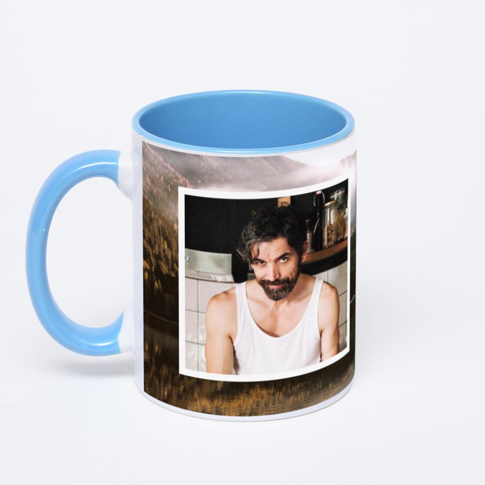 Синяя кружка с фотопечатью