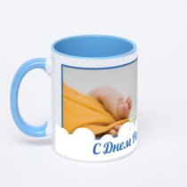 Синяя кружка с фотопечатью