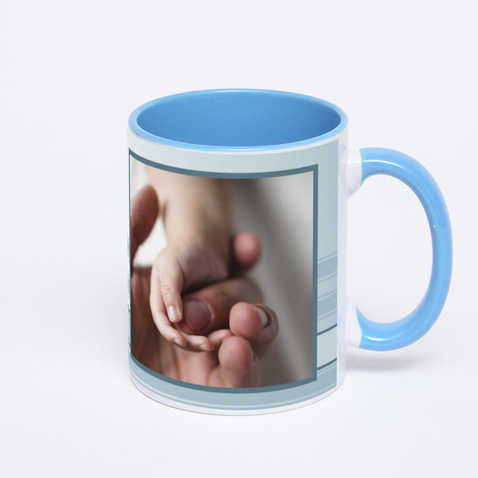Синяя кружка с фотопечатью