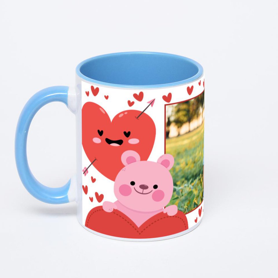 Синяя кружка с фотопечатью