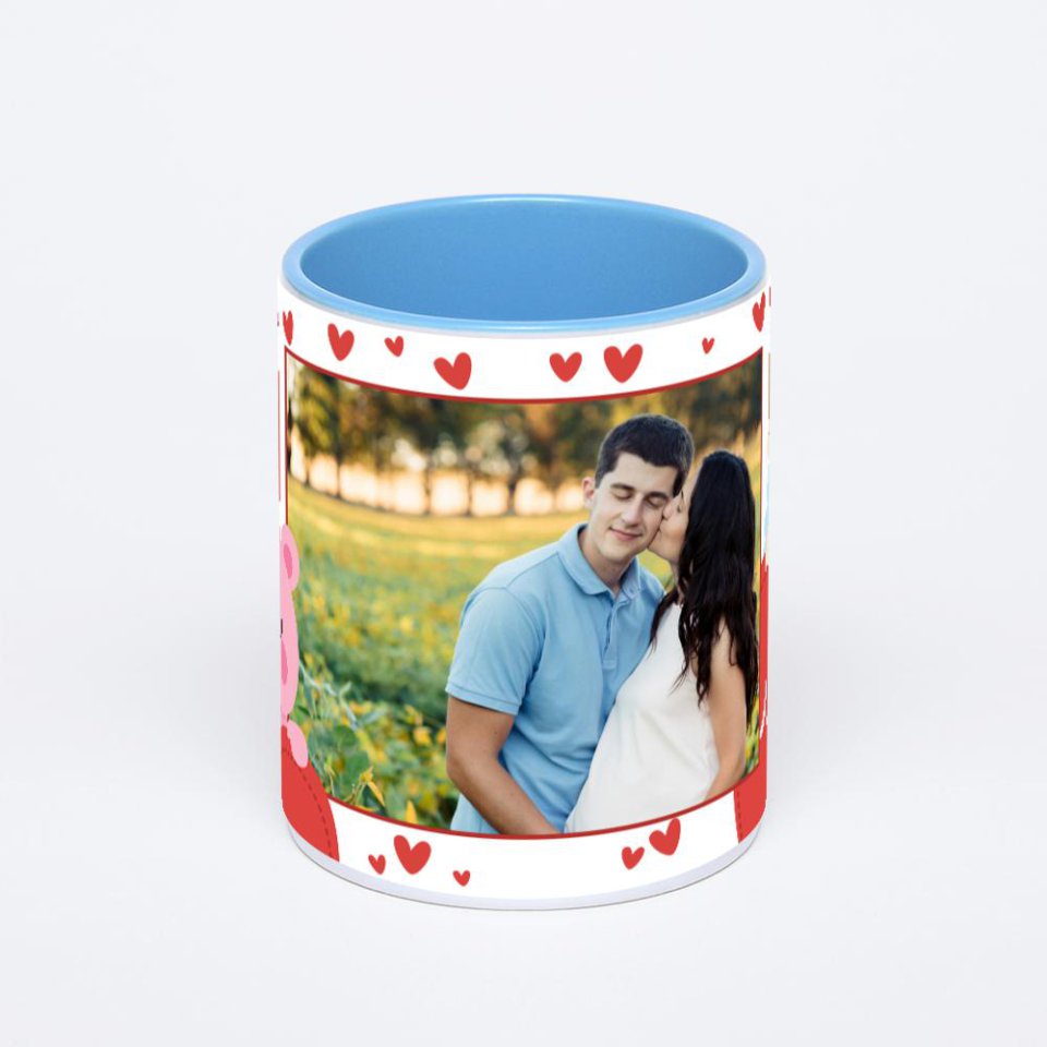 Синяя кружка с фотопечатью