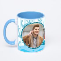 Синяя кружка с фотопечатью