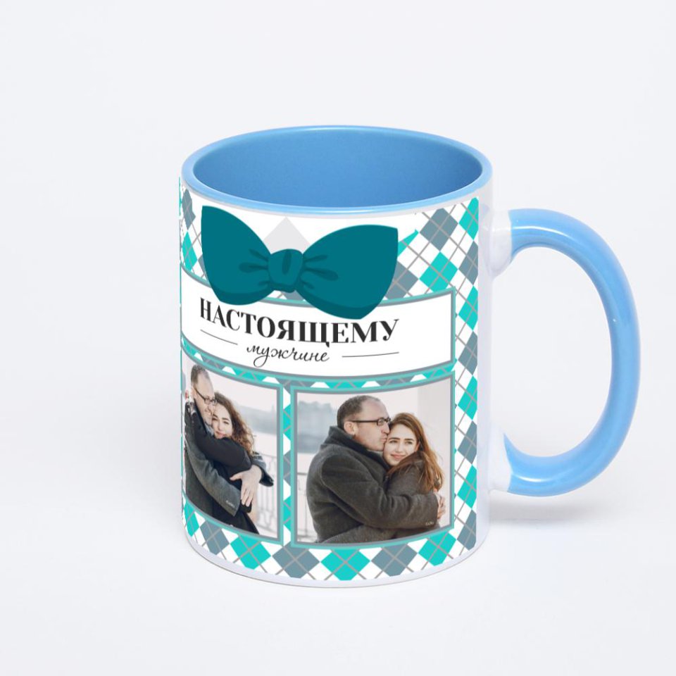 Синяя кружка с фотопечатью