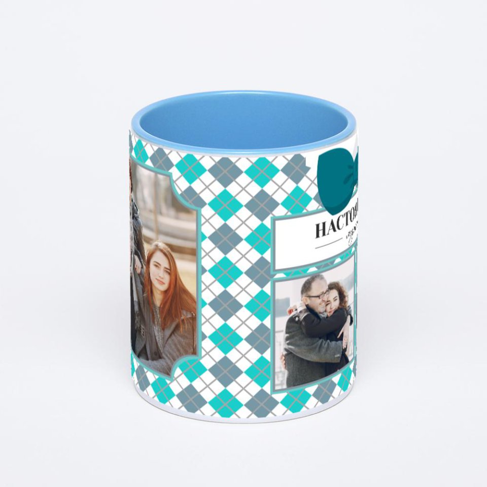 Синяя кружка с фотопечатью