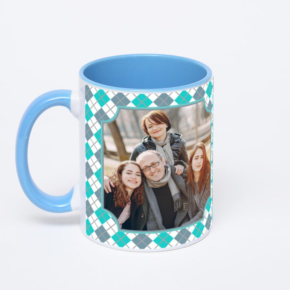 Синяя кружка с фотопечатью