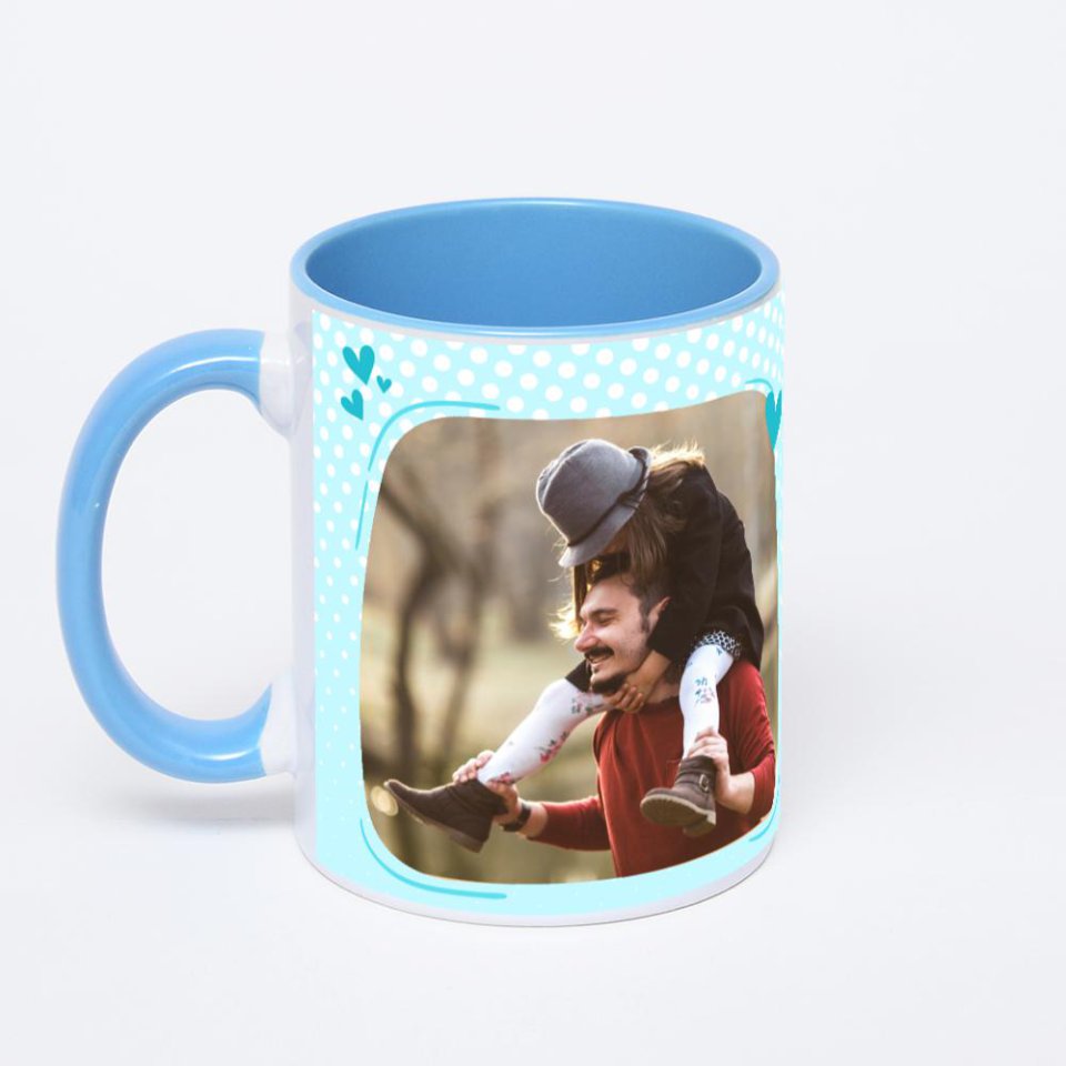 Синяя кружка с фотопечатью