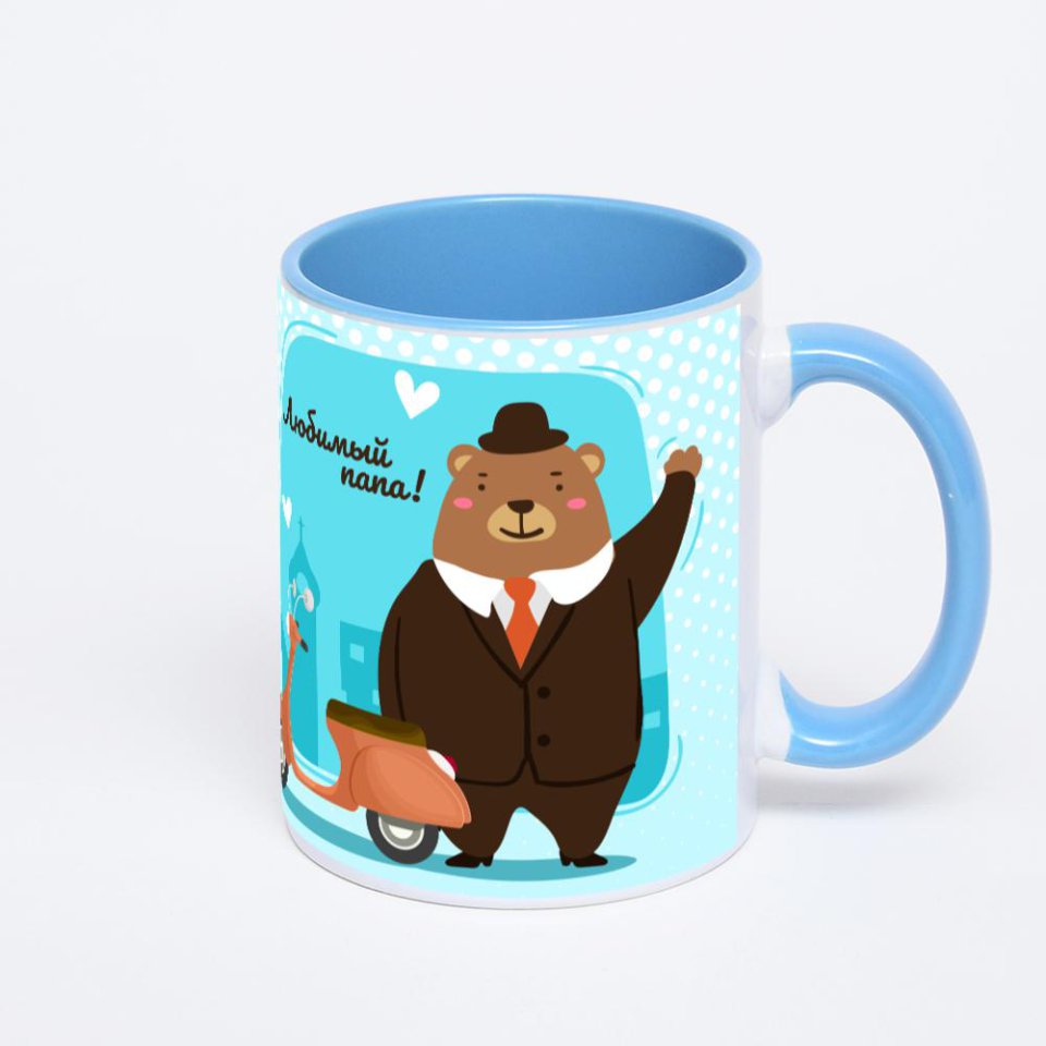 Синяя кружка с фотопечатью