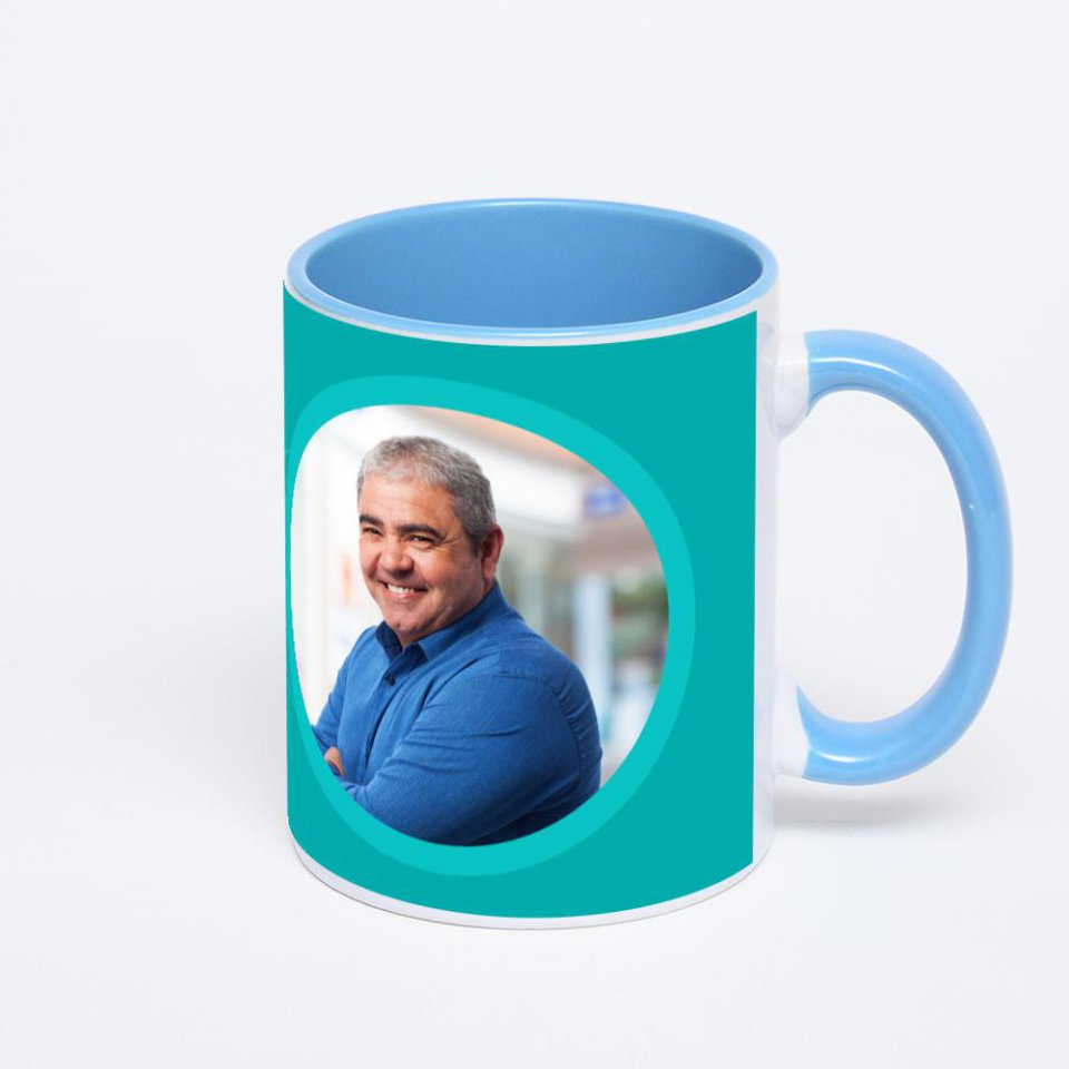 Синяя кружка с фотопечатью