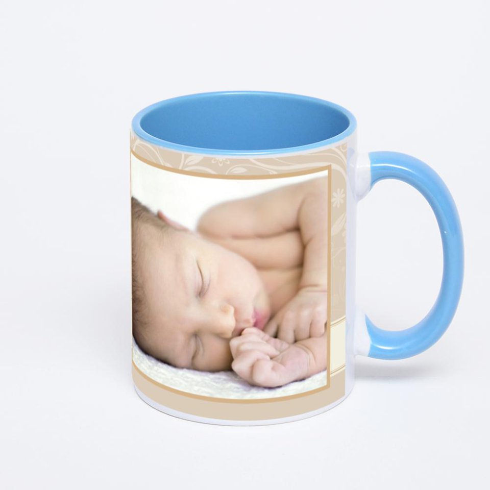 Синяя кружка с фотопечатью
