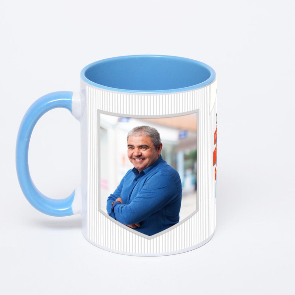 Синяя кружка с фотопечатью