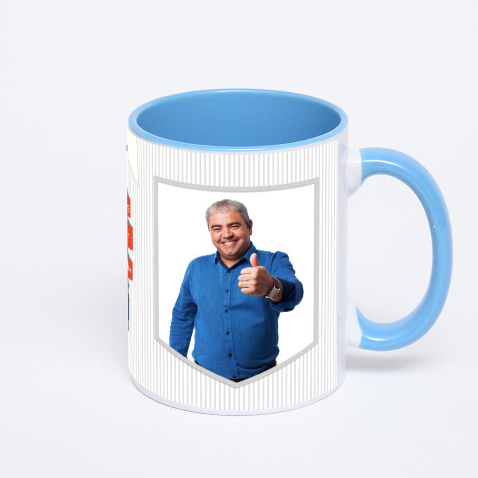 Синяя кружка с фотопечатью