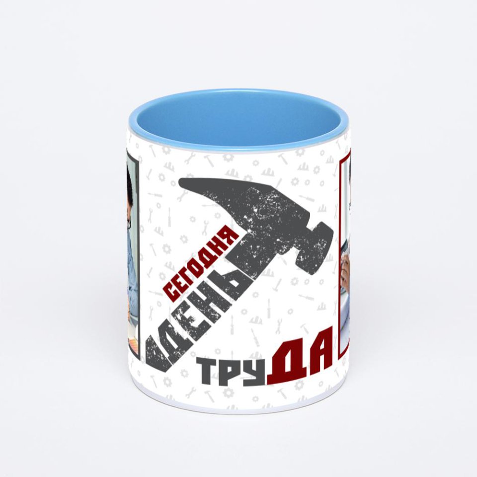 Синяя кружка с фотопечатью