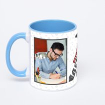 Синяя кружка с фотопечатью