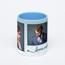 Синяя кружка с фотопечатью