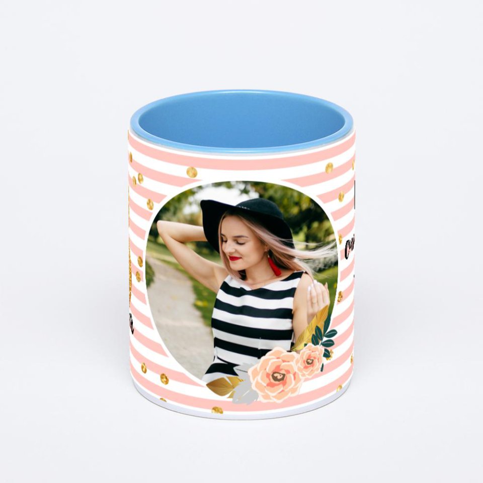 Синяя кружка с фотопечатью