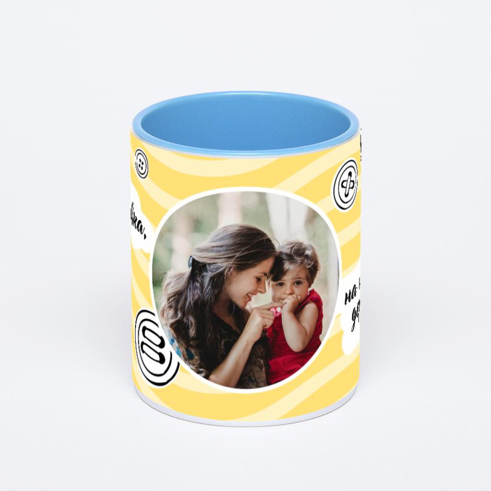 Синяя кружка с фотопечатью