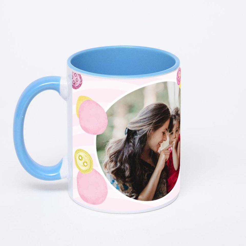 Синяя кружка с фотопечатью