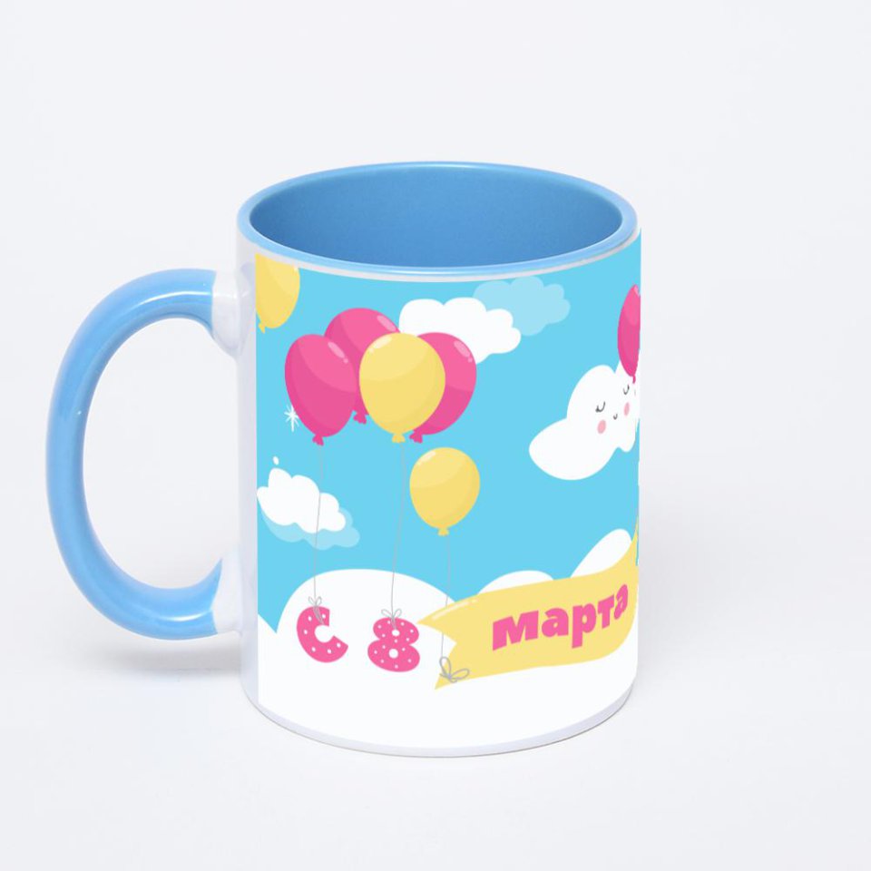 Синяя кружка с фотопечатью