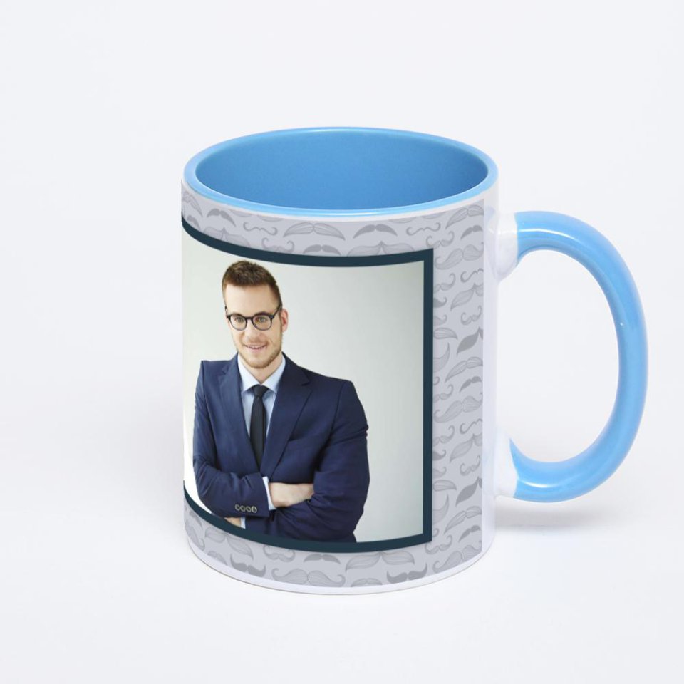 Синяя кружка с фотопечатью