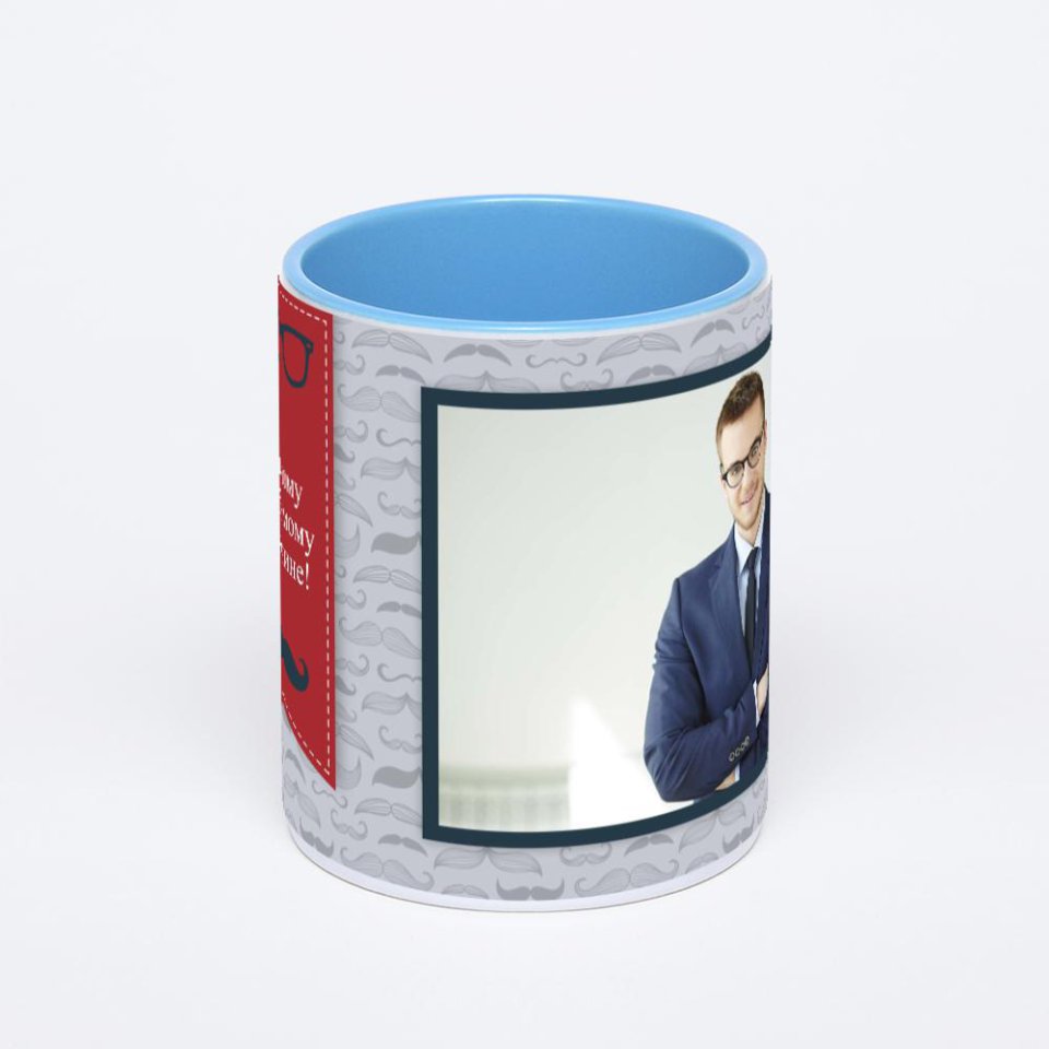 Синяя кружка с фотопечатью