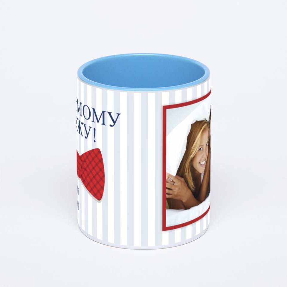 Синяя кружка с фотопечатью