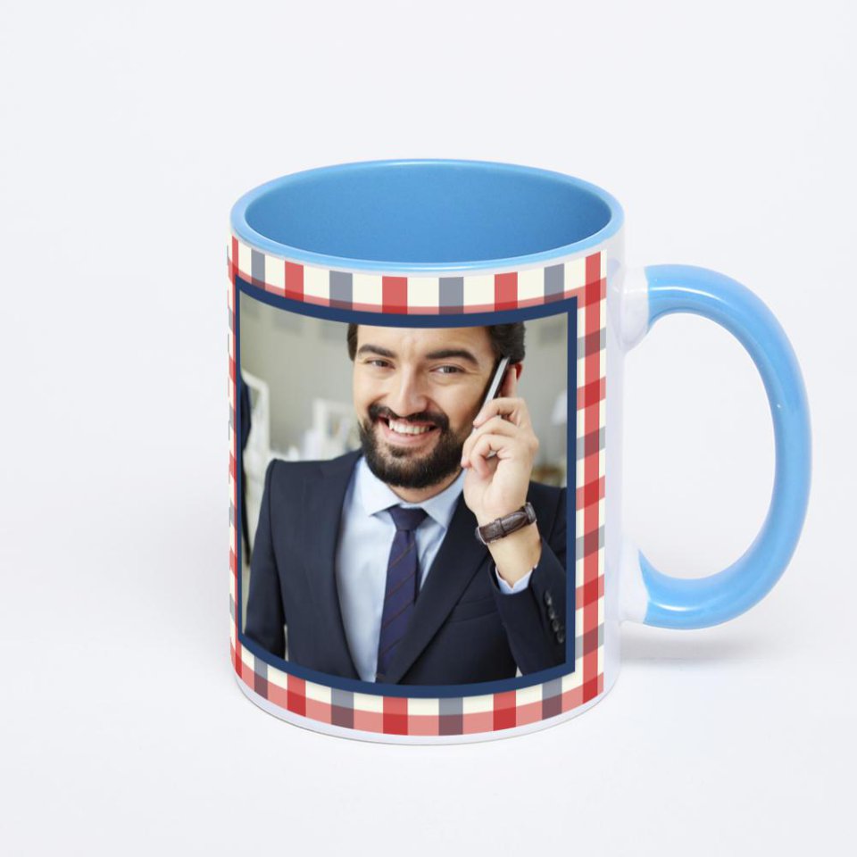 Синяя кружка с фотопечатью