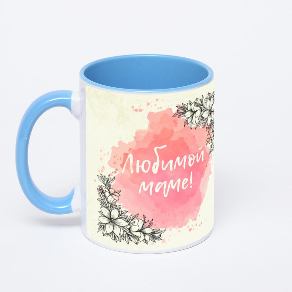 Синяя кружка с фотопечатью