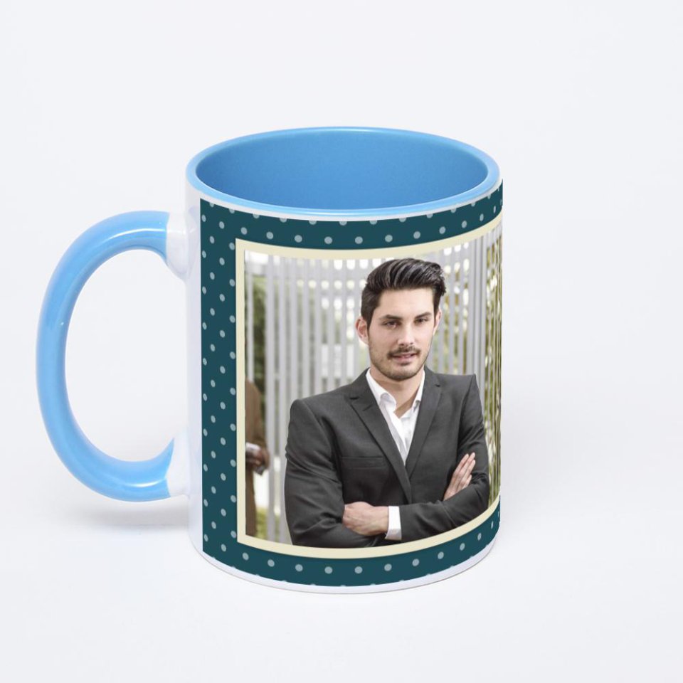 Синяя кружка с фотопечатью