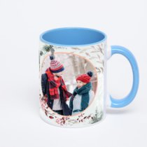 Синяя кружка с фотопечатью