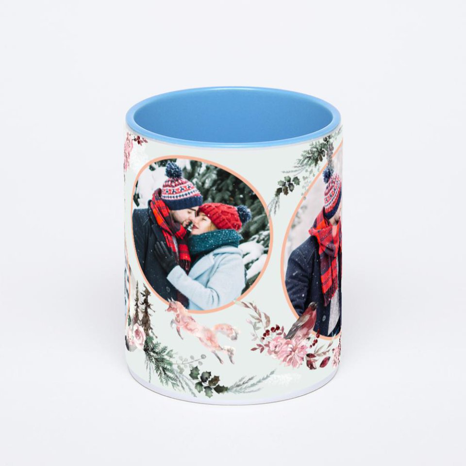 Синяя кружка с фотопечатью