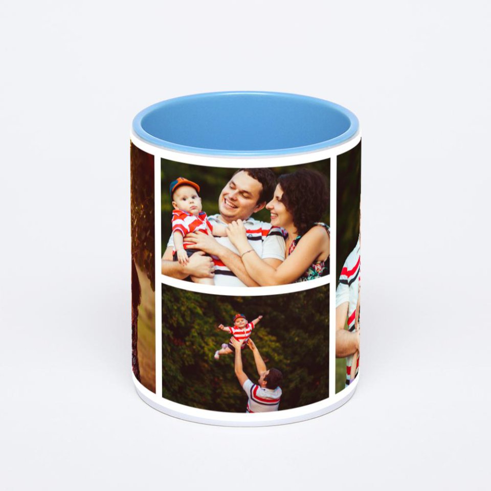 Синяя кружка с фотопечатью