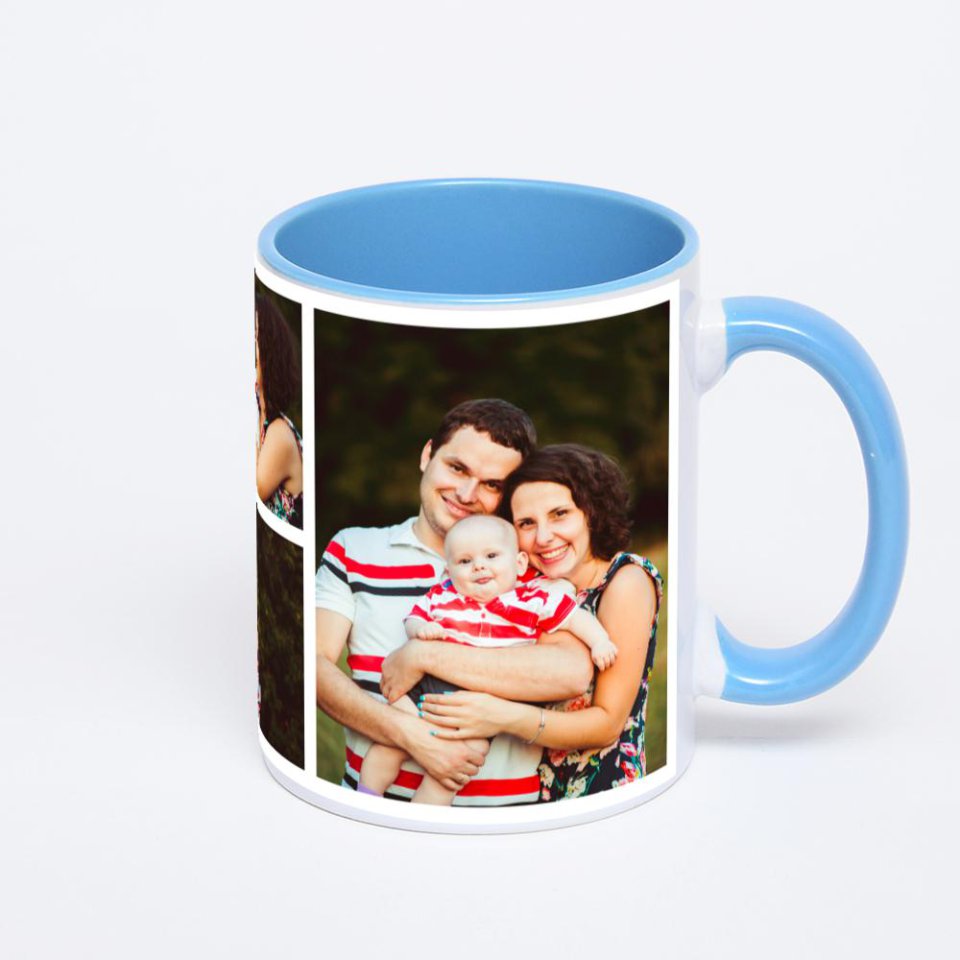 Синяя кружка с фотопечатью