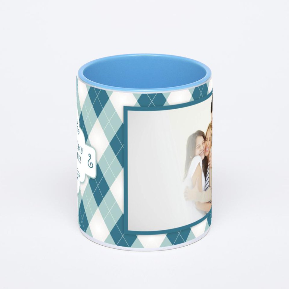 Синяя кружка с фотопечатью