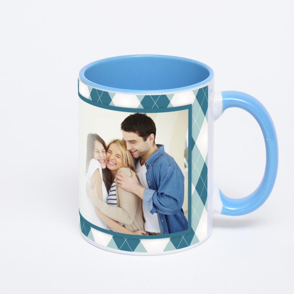 Синяя кружка с фотопечатью
