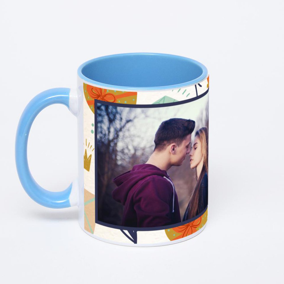 Синяя кружка с фотопечатью